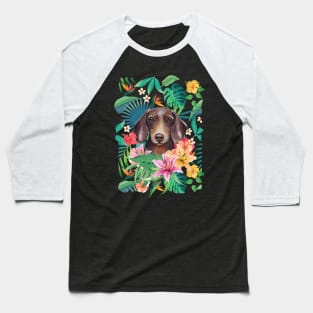 Tropical Chocolate Tan Dachshund Doxie Baseball T-Shirt